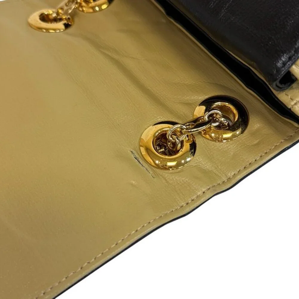 Gucci Chain Flap Interlocking Shoulder Bag Purse Beige Black - Picture 7 of 8